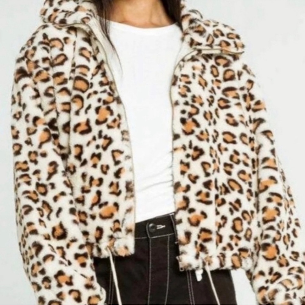 VS Pink Collab Know One Cares Leopard Print Sweater
